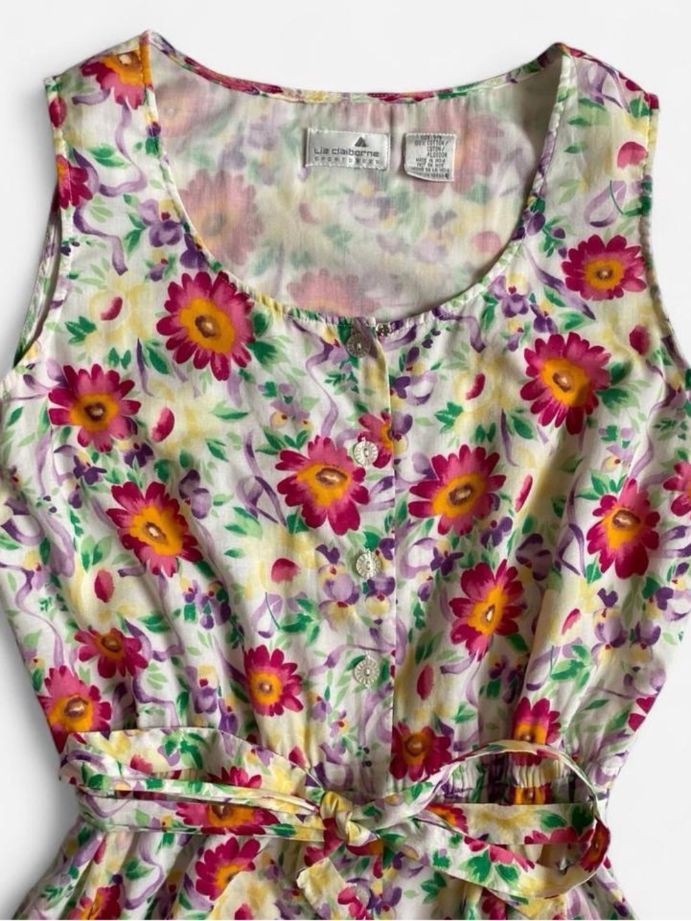 Vintage 90s white cotton floral sundress - Picture 3 of 7